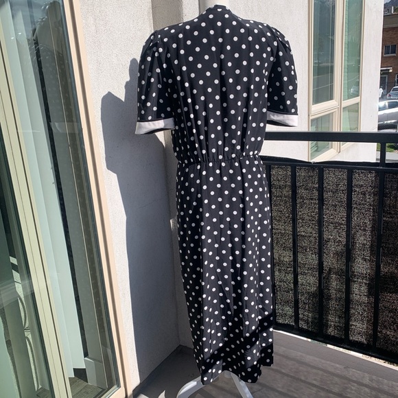 Vintage Richard warren polka dot silk midi dress 8 - Picture 3 of 4